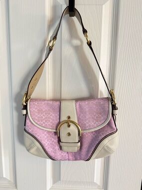 Coach Mini Soho Bag Pink White Vintage Rare Y2K Shoulder Purse